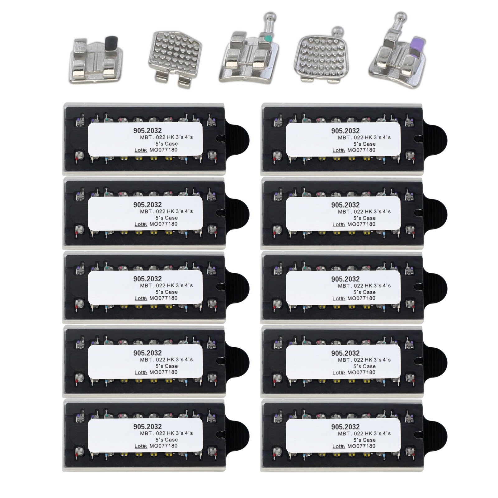 Dental Orthodontic Brackets MBT Slot 022 345 Hooks MIM Metal Braces 5-5 50 Kits