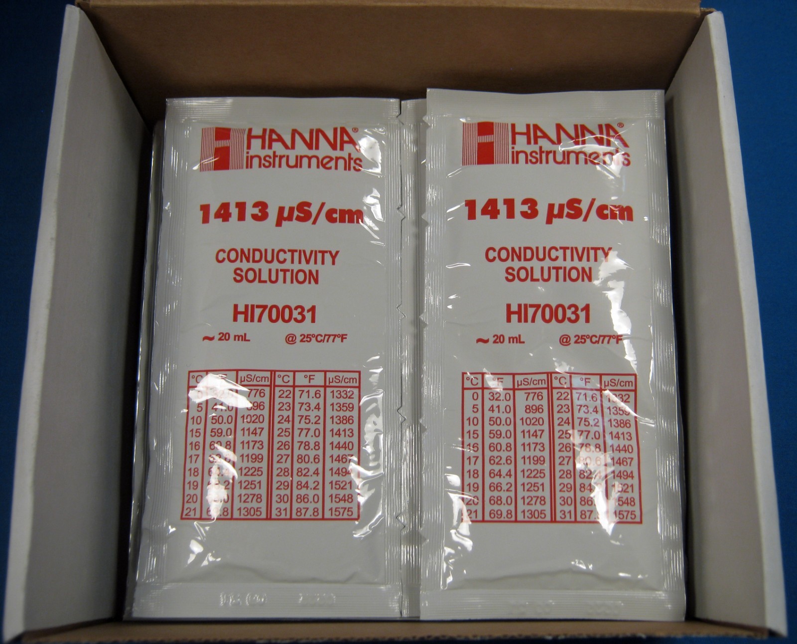 HANNA INSTRUMENTS EC LIQUID SACHETS 1413uS/cm X21 NEW OLD STOCK FREE SHIPPING