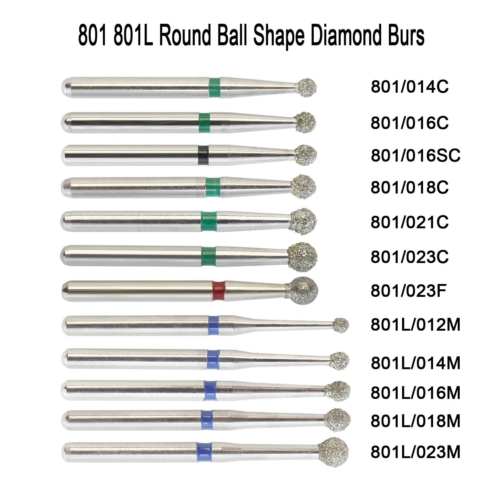 Dental Diamond Burs Football Egg Round Ball Taper Flame Burr FG High Speed Bur