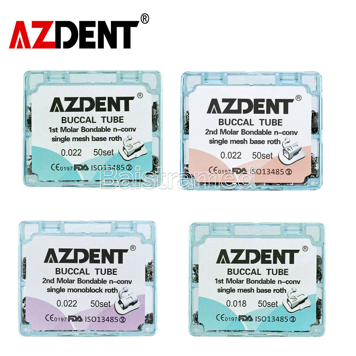 AZDENT Dental Orthodontic Buccal Tubes 1st 2nd Molar Roth MBT 022 Bondable