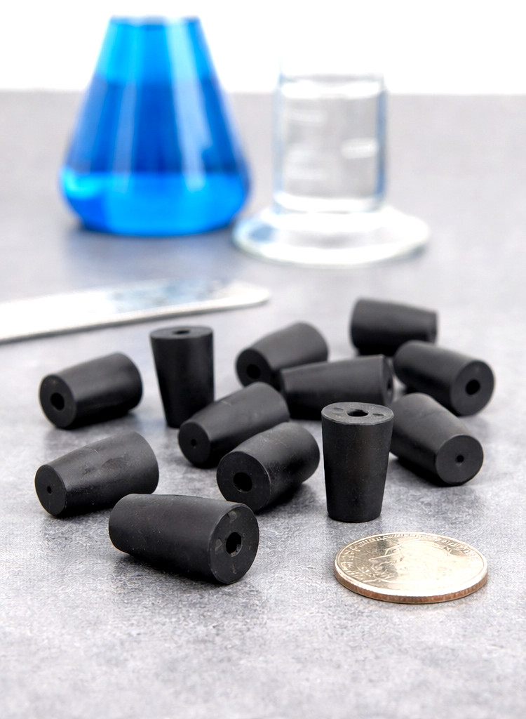 #000 Solid Rubber Stoppers 1 Hole Tapered Plug Corks Fits 11/32″ to 15/32″ ID