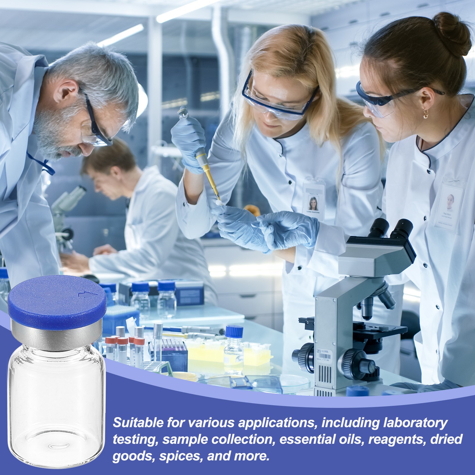 100pcs 5ml Sample Vials Lab Empty Vials with Rubber Stopper Caps Labels Clear