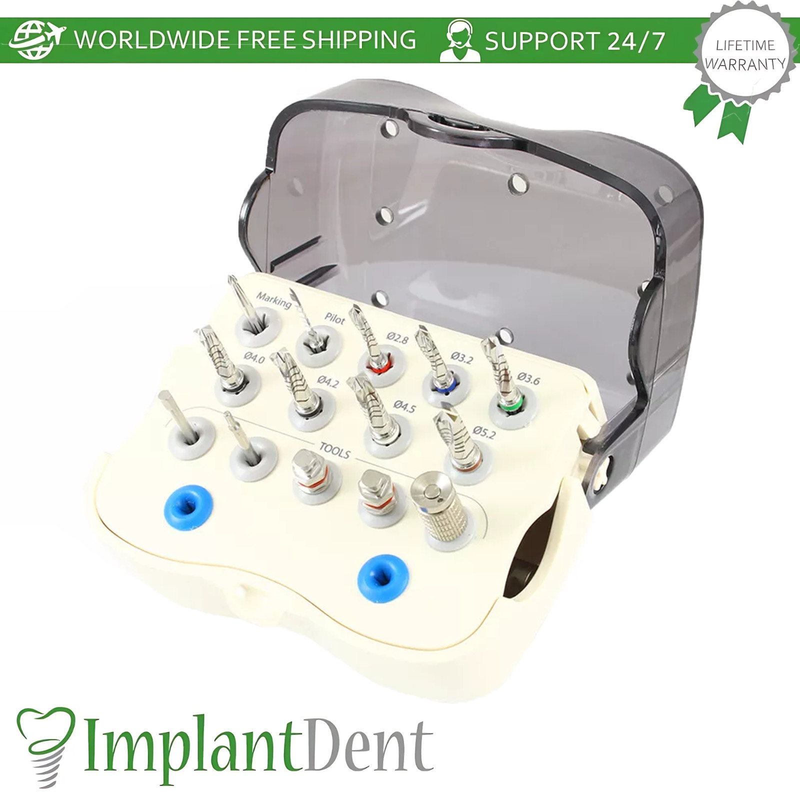 Dental Basic Mini Kit Box Conical Connection Plastic Stainless Steel Lab Tool
