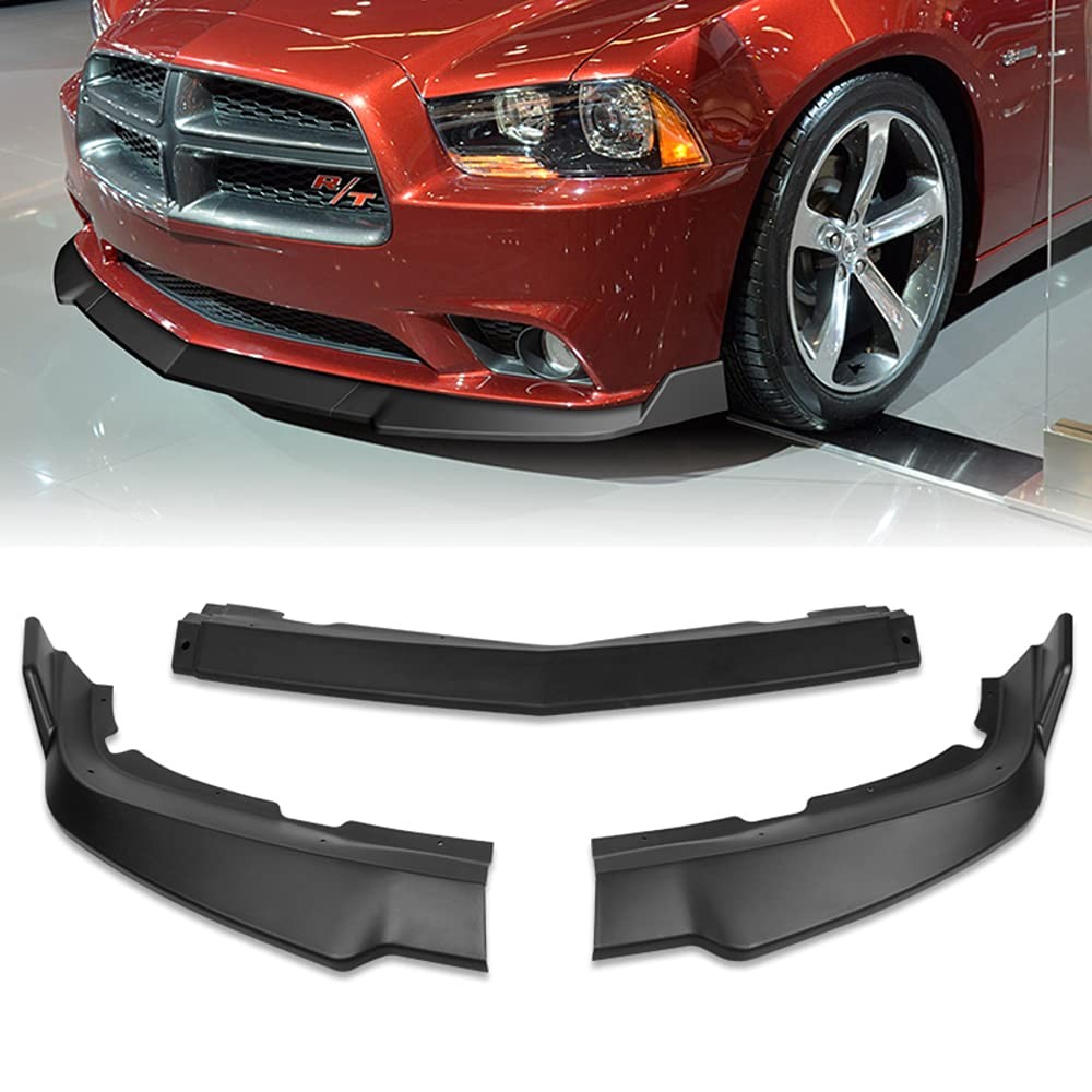 Front Bumper Lip for 2011-2014 Charger Unpainted Matt Black ABS STP-Style