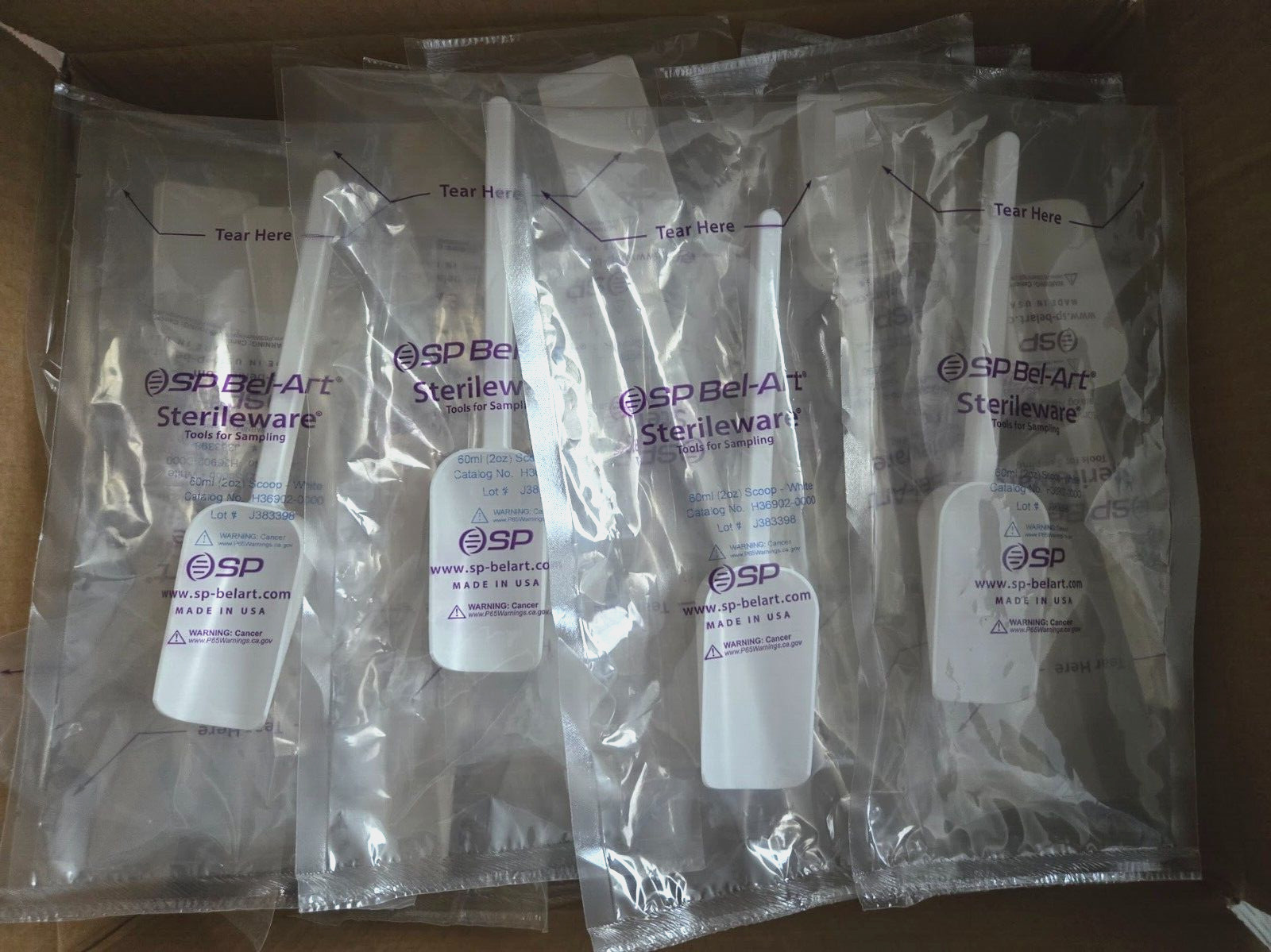 SP Bel-Art Sterileware Tools For Sampling #H36902-0000 60ml 2.oz 72-Scoops White