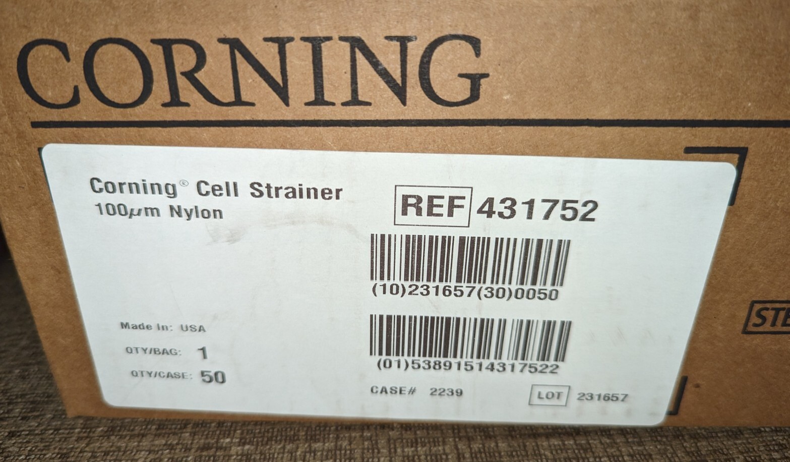 Corning 431752 Cell Strainer, Sterile, 100 µm Capacity QUANTITY 50