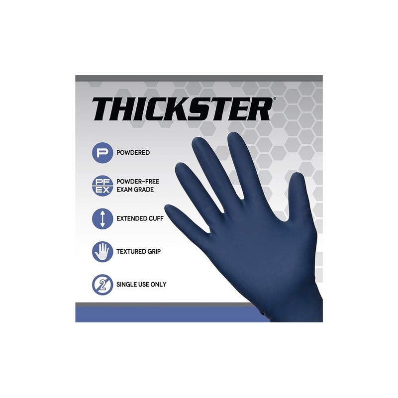 Thickster Latex Gloves 14 Mil Thick Textured Grip 12 Inch Powder Free 50 Count