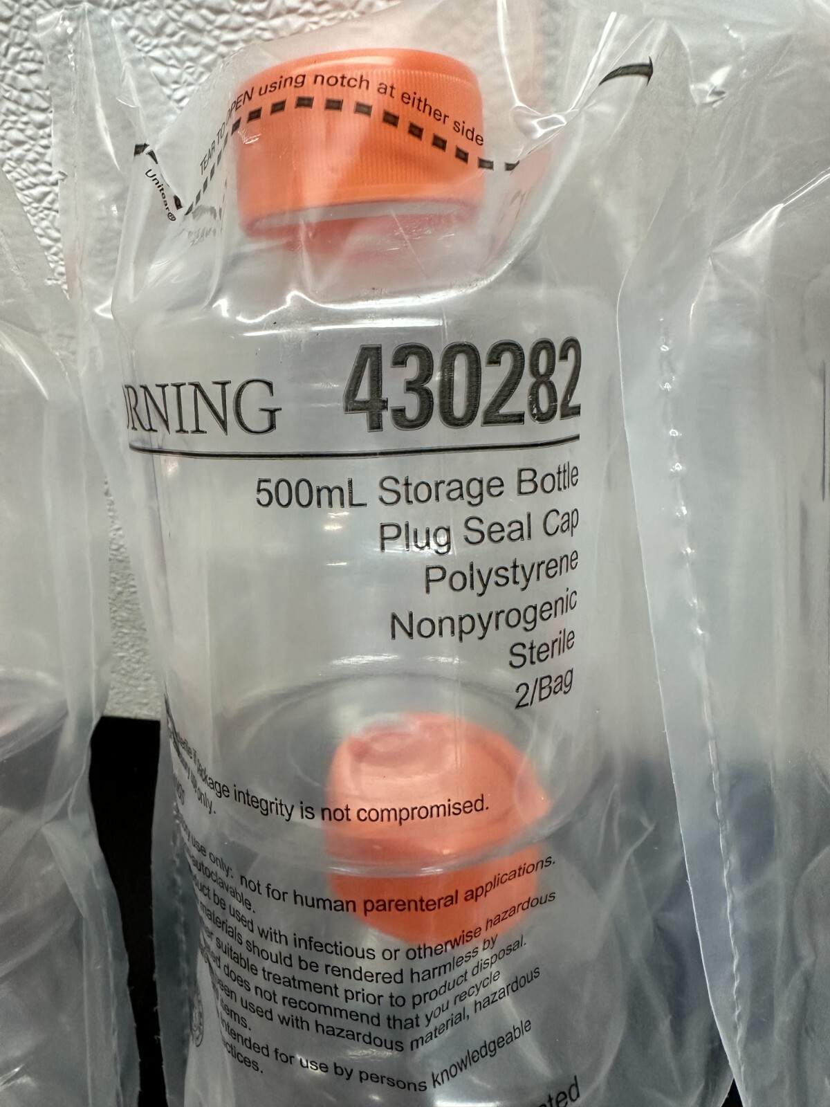 Corning REF 430282 500mL Storage Bottle Lot 4 Packs