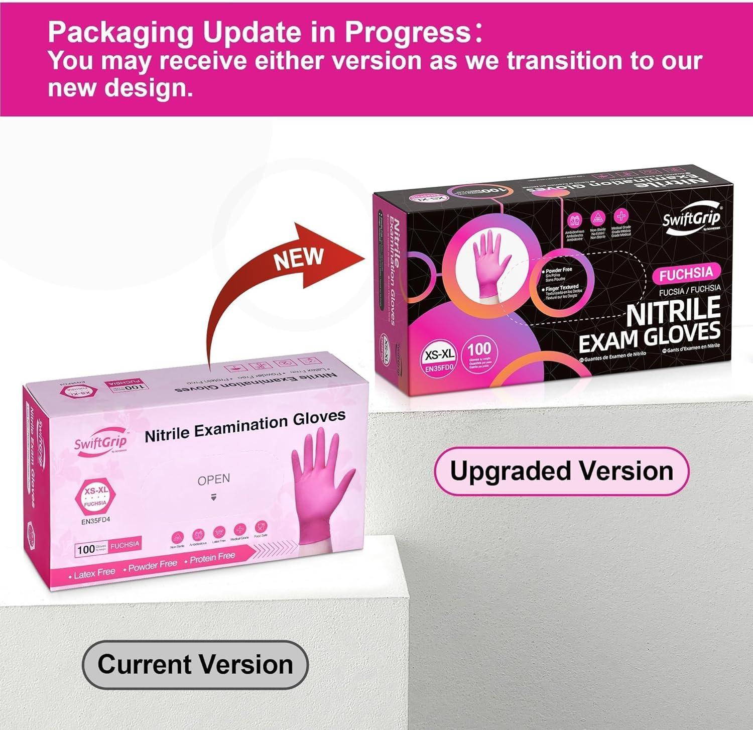 Swiftgrip Powder-Free Nitrile Gloves, 3-Mil, Disposable Nitrile Gloves, Latex-Fr