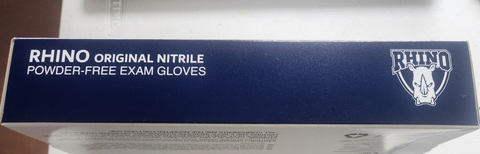 1000 Case /10 Boxes – Rhino Nitrile Powder Free Disposable Gloves – Large