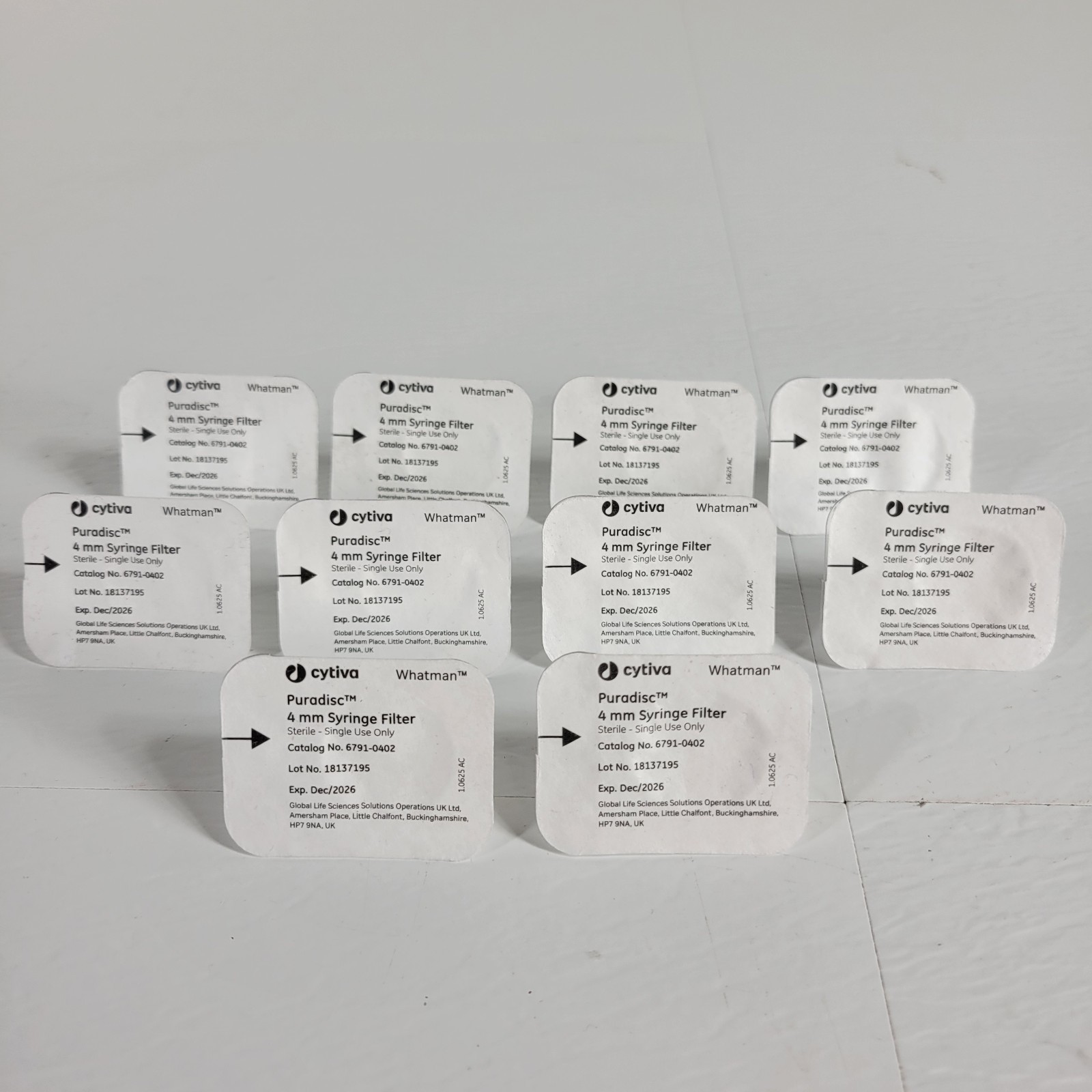 10x Whatman Puradisc 4 6791-0402 Single Use PVDF Filters 4mm 0.2um
