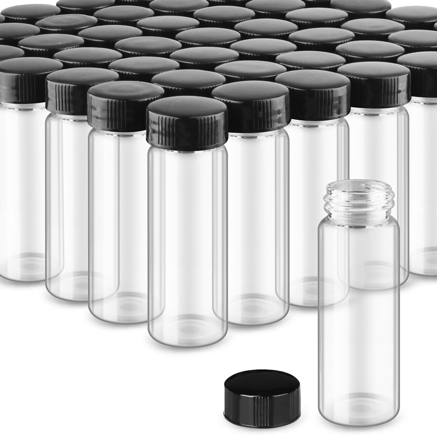50 Pack,Glass Essential Oil Bottle with Screw Caps,Empty Refillable Travel Gl…