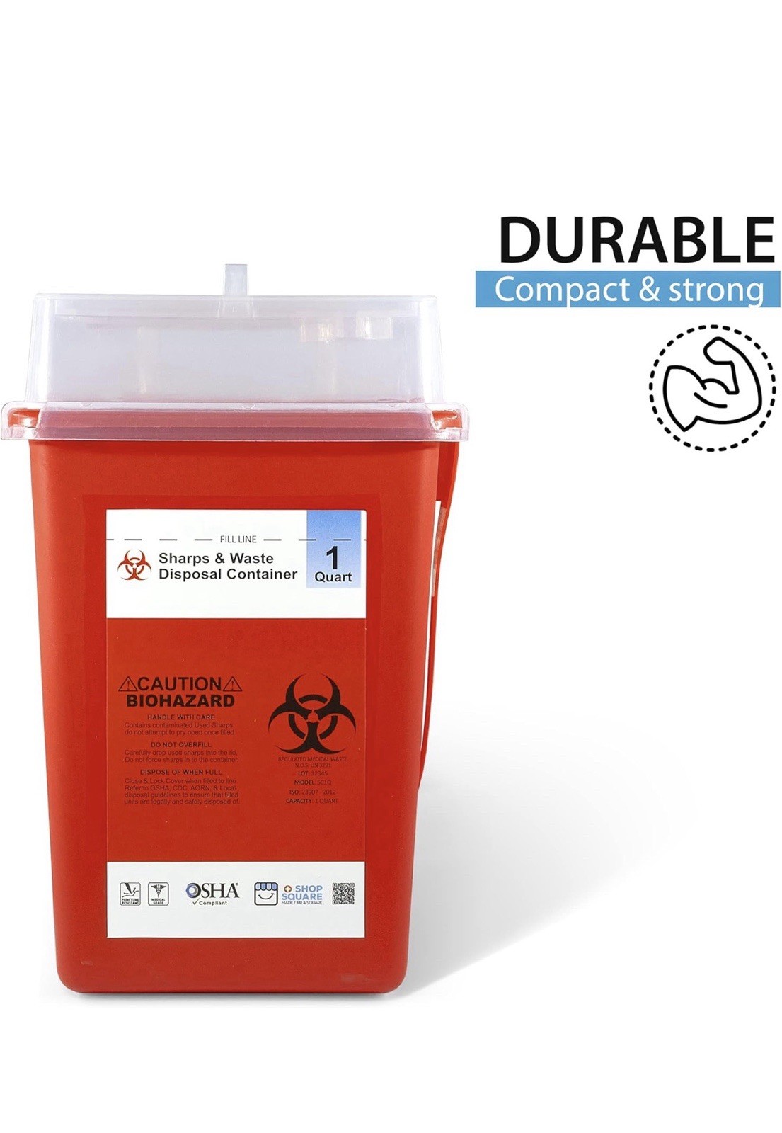 Shop Square Sharps Container 1 Quart Medical Waste Disposal OSHA New