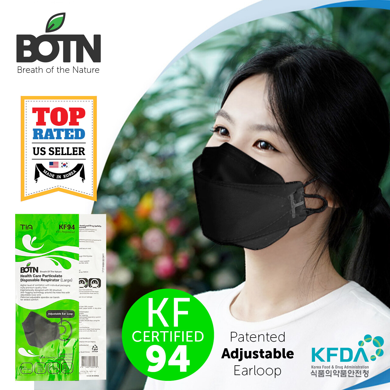 2-10 Pcs KF94 BLACK Protective Face Mask Adult Made in Korea KFDA Certified