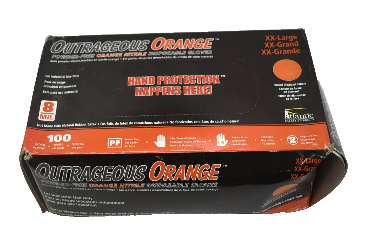 Atlantic Safety BLGOO-XXL Super Tough 8 Mil Powder Free Nitrile Disposable Glove