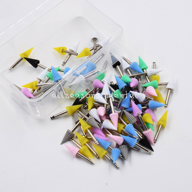 100 Pcs Dental Polishing Cup Silicone Polisher Tapered Tucker Colorful