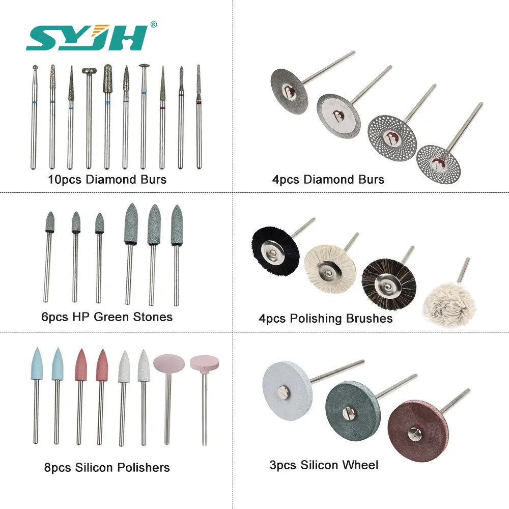 35PCS/Set Dental HP Polishing Kit 2.35mm for Ceramics Low Speed Polisher Brushes