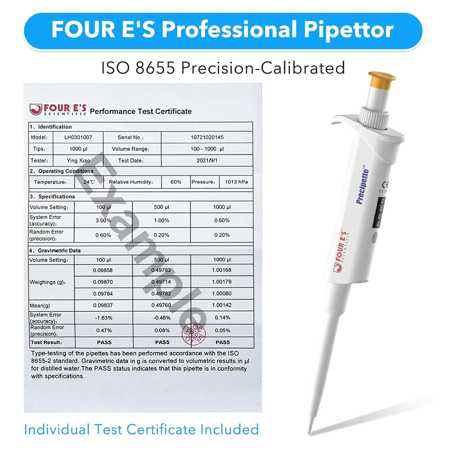 Adjustable Volume Single Channel Pipette Micropipette Pipettor Holder 0.1ul-10ml