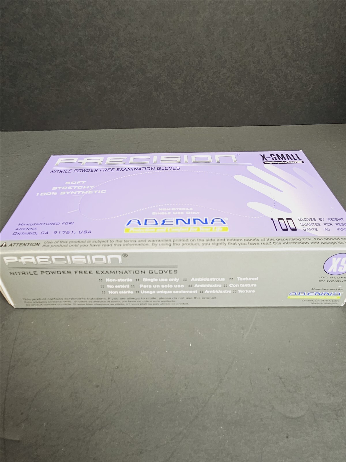 Adenna Precision Nitrile Gloves X Small Powder Free 10 Boxes with 100 Gloves Ea