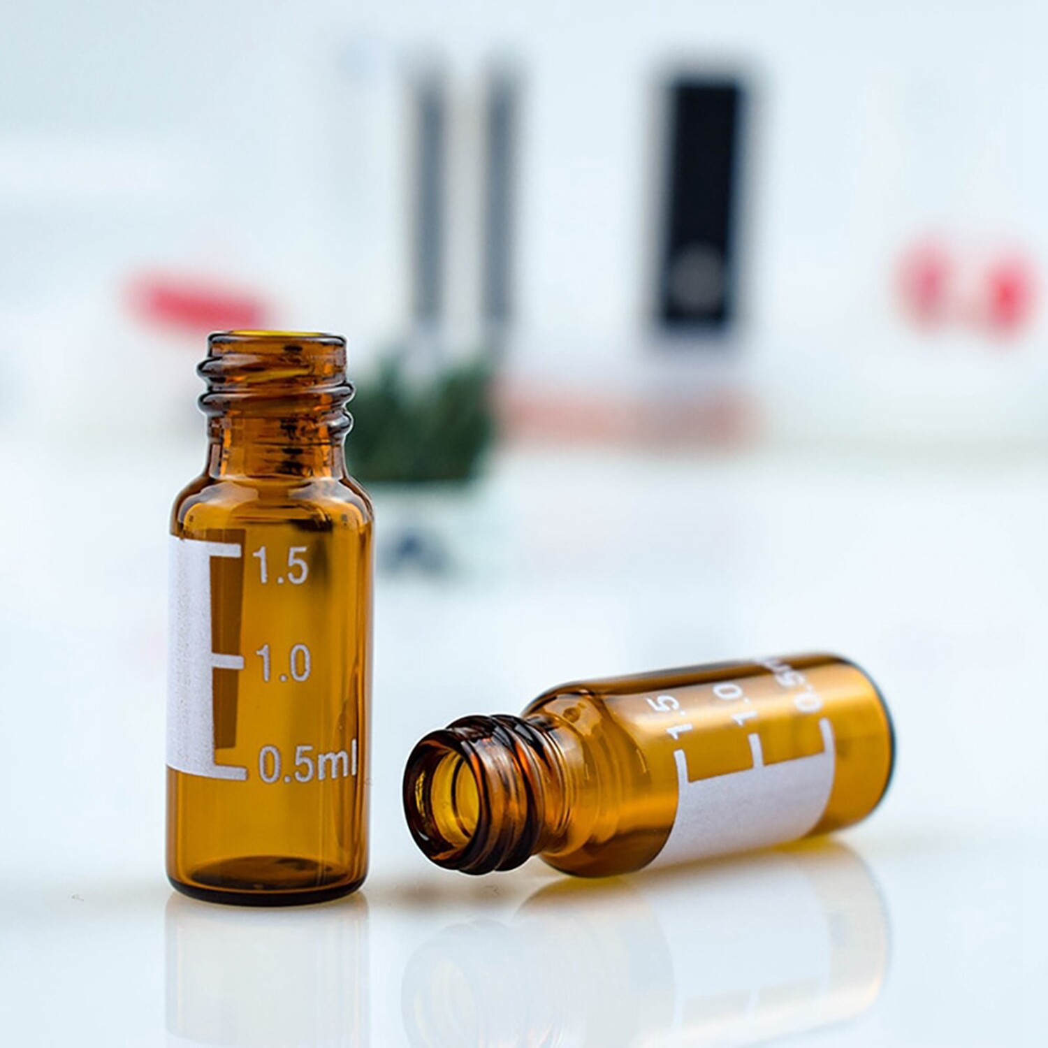 2000pcs 2mL Amber Autosampler Vials 9-425 Screw Top 9mm Sample Glass Bottles Lab