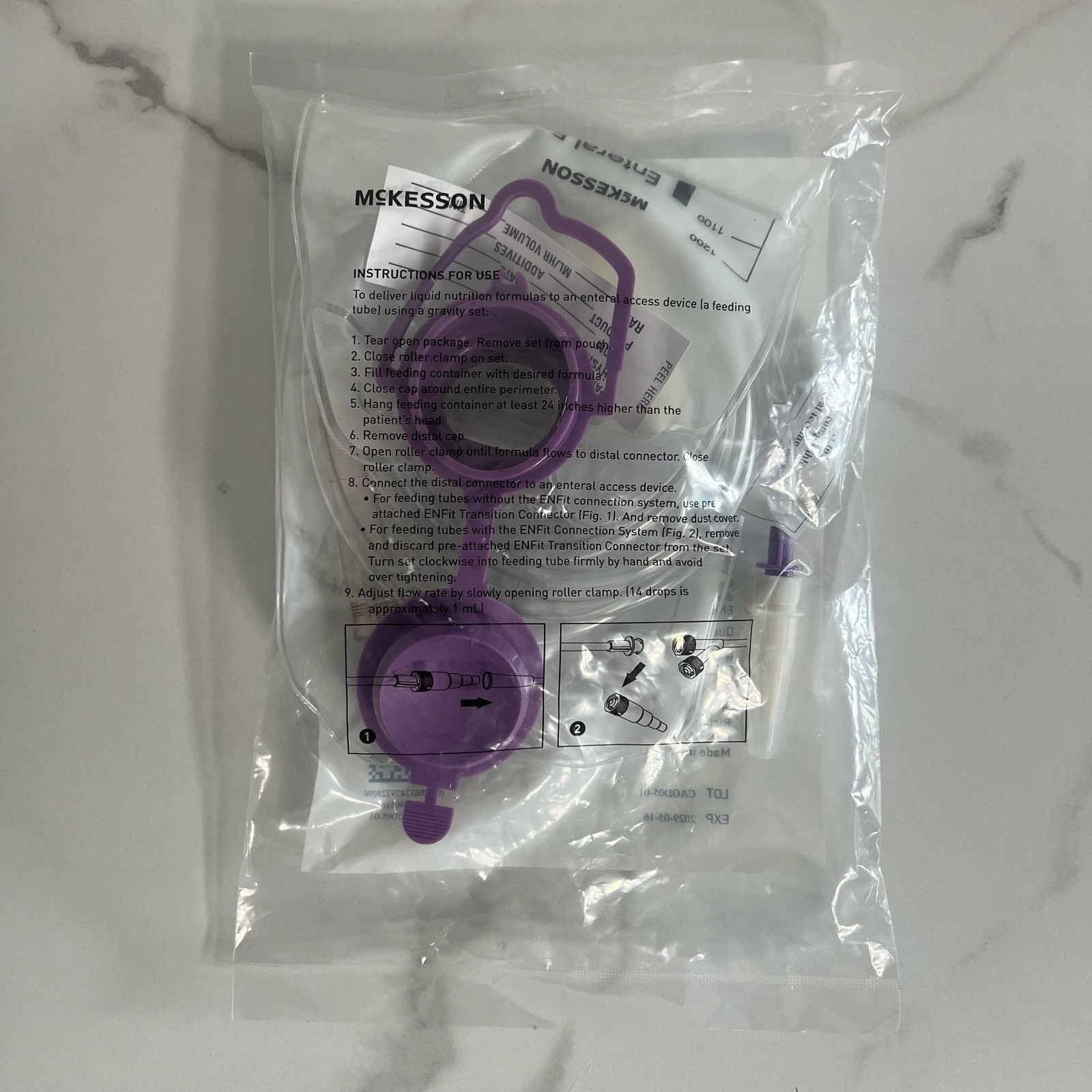 McKesson Enteral Feeding Gravity Set Large Bore 1200mL (Lot of 16)
