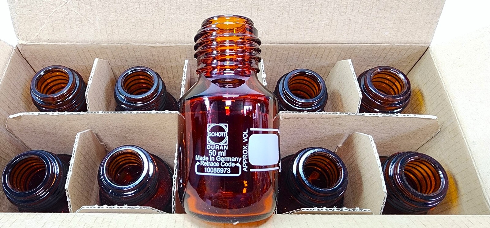 DWK Duran 50mL Laboratory Media Storage Bottle , Amber, GL-32, Bottle ONLY