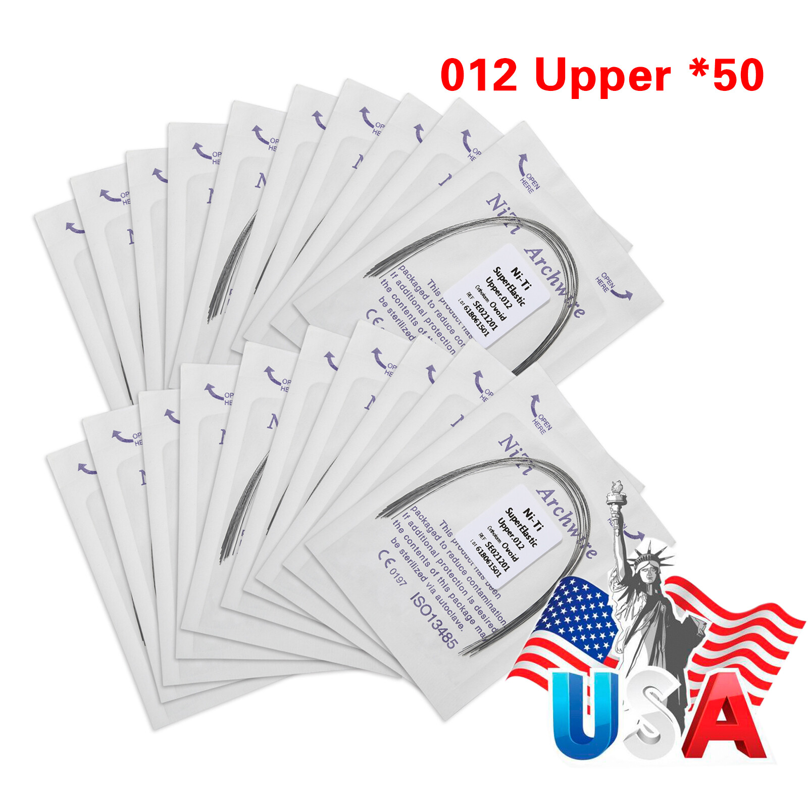 50 packs US Dental orthodontic super elastic niti round arch wires Ovoid form SA