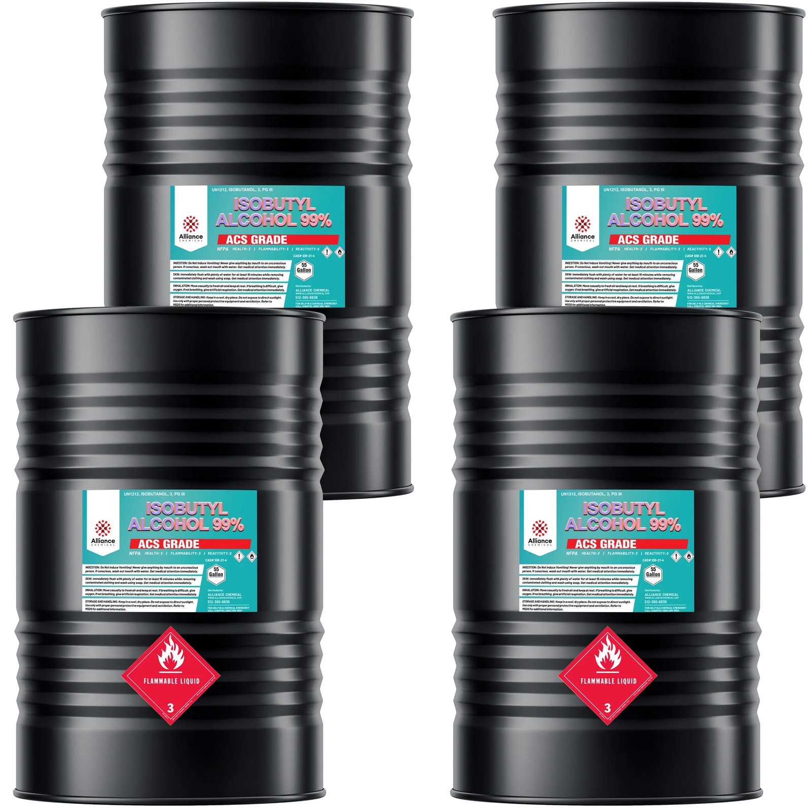 Isobutyl Alcohol 99% ACS Grade – 4 x 55 Gallon Drums
