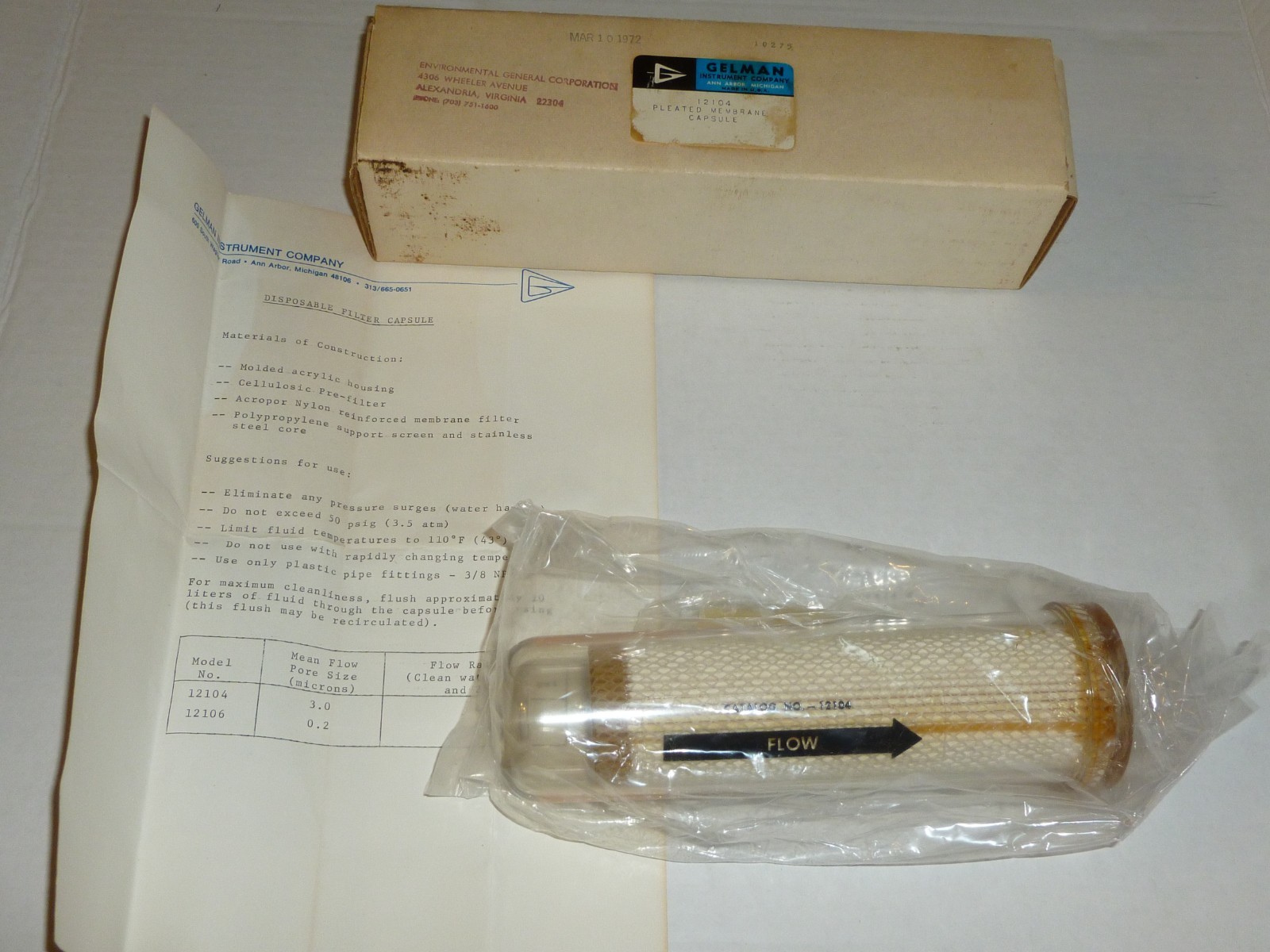 Vintage Gelman Pleated Membrane Capsule Filter 12104