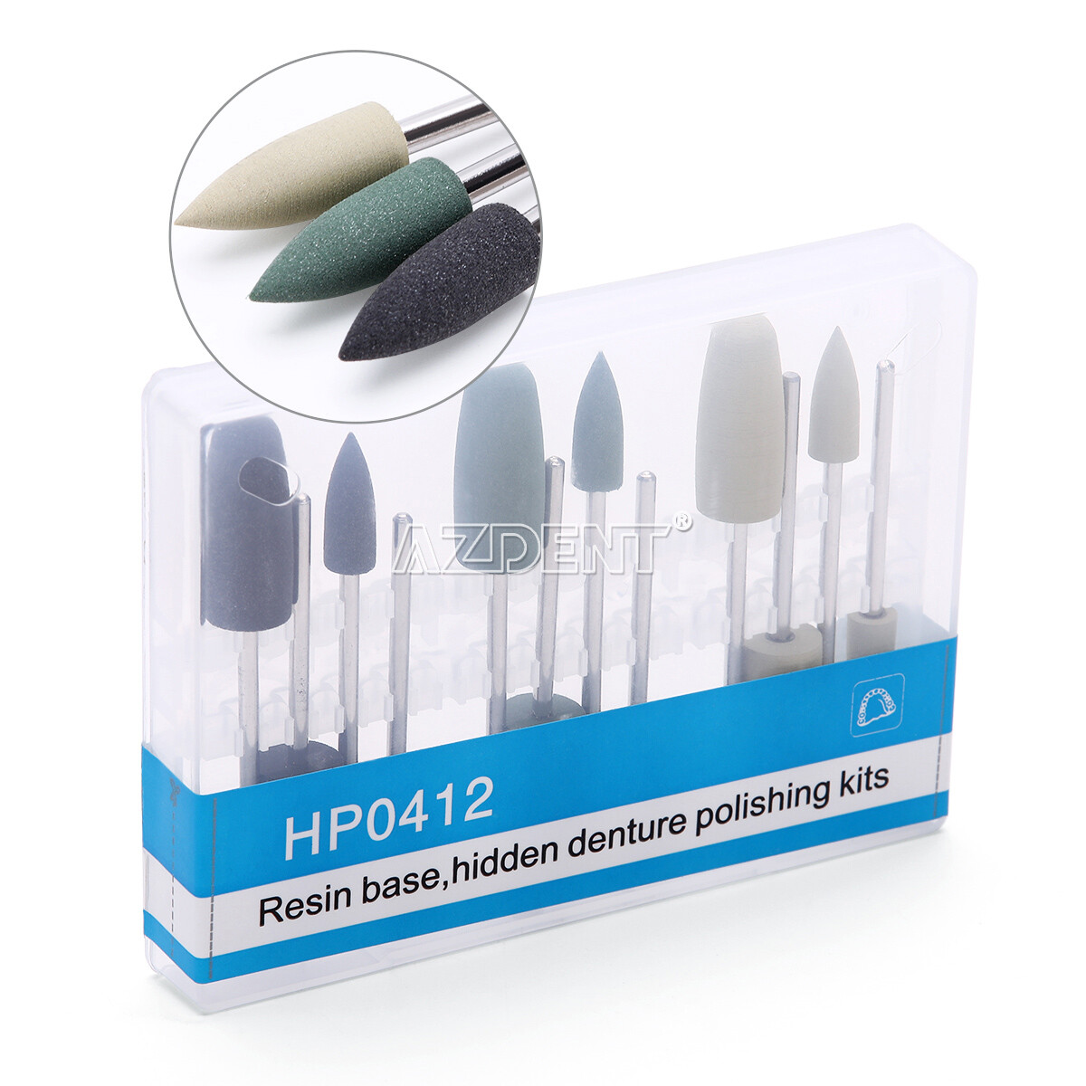 Dental Diamond Polishing Kit Low Speed HP 0412 Silicone 12pcs Resin Base