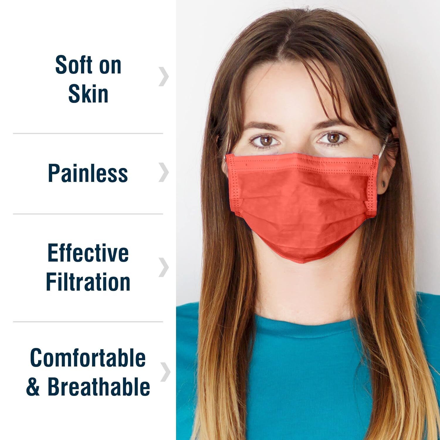 Disposable Face Mask Individually Wrapped 50 Pack, Assorted Sunset Tones WECARE