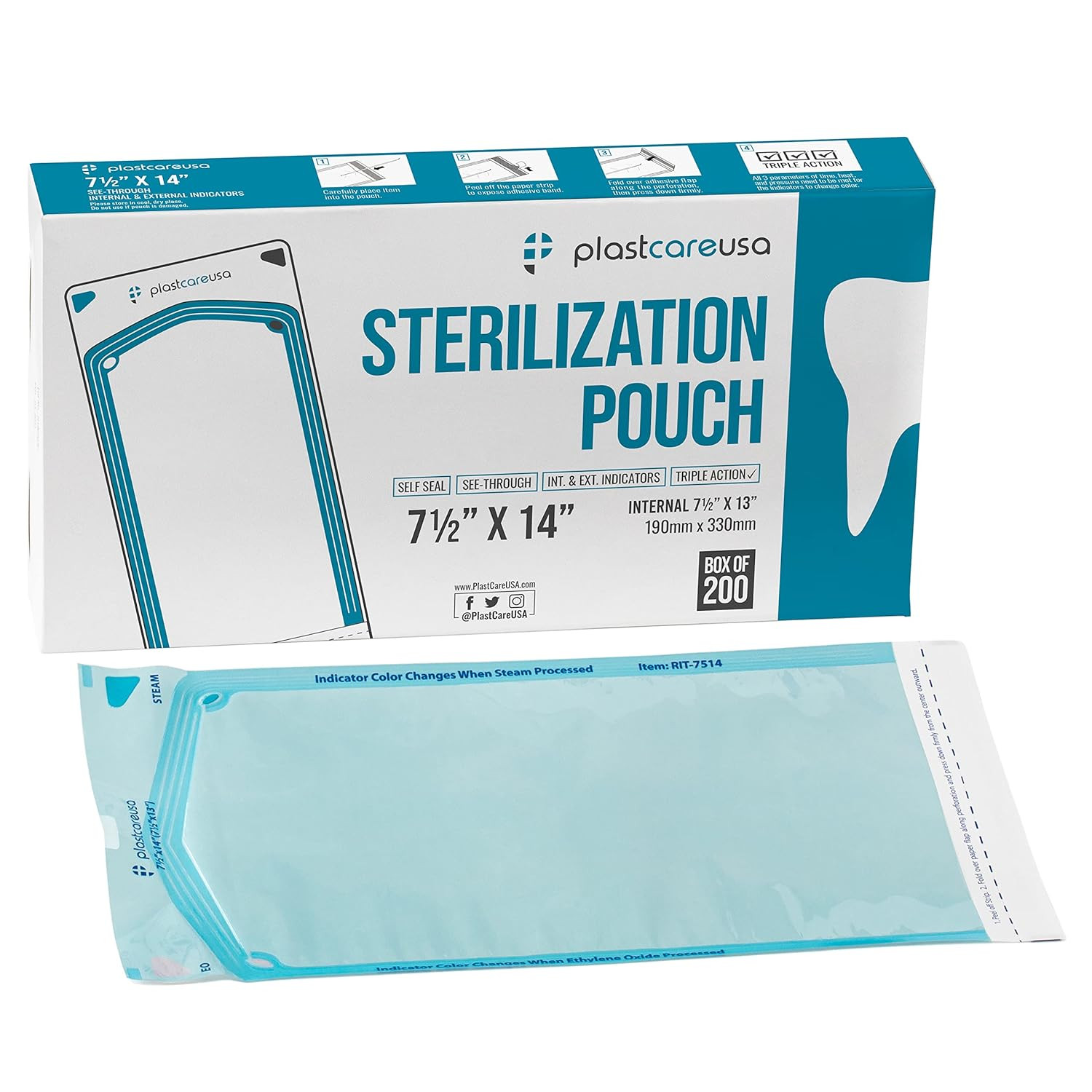 200 7.5 X 13 Self Sealing Sterilization Pouches – Autoclave Sterilizer Bags Pouc
