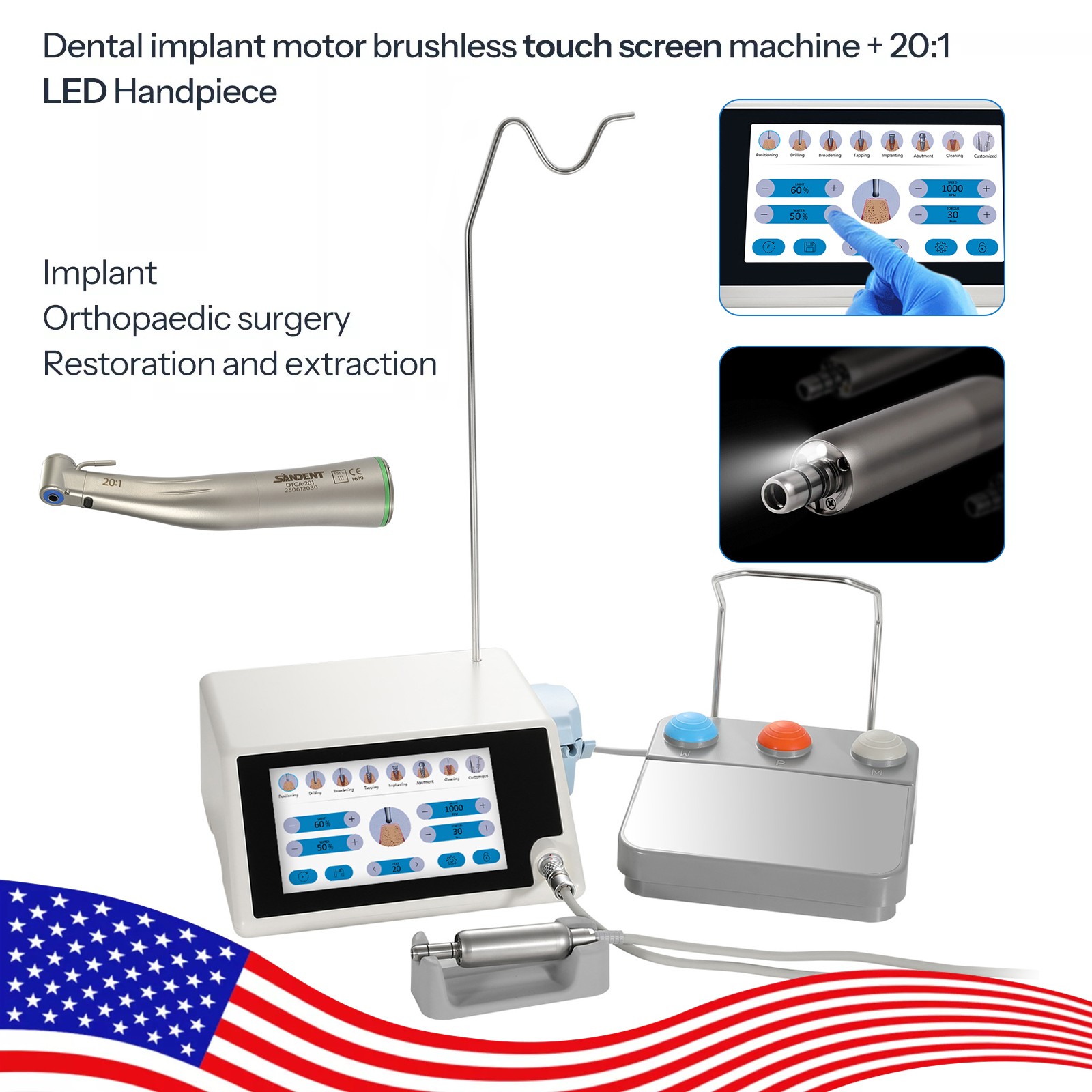 Monitor Osseointegration Stability Test / LED Implant Motor AC100-240V SANDENT