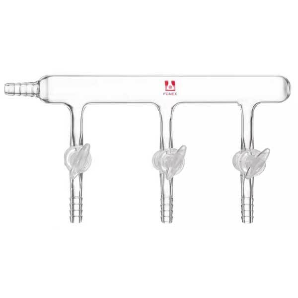 Laboratory Vacuum Gas Manifold 3 Piston PTFE Stopcock Lab Supply