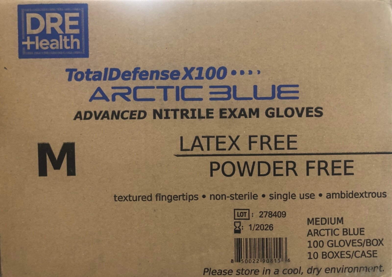 DRE Health ADVANCED NITRILE EXAM GOLVES Medium – 100 gloves/BOX -10 boxes/CASE