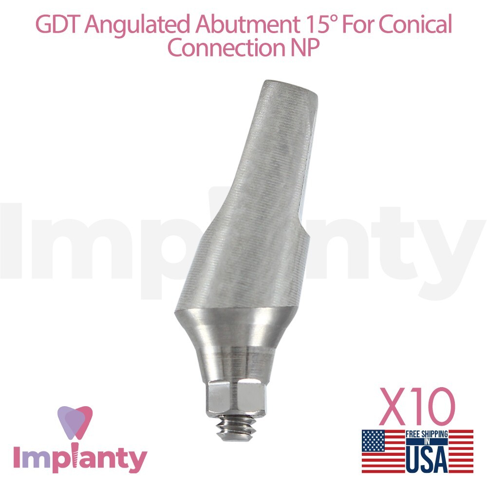 10x GDT Angulated Dental Prosthetic 15° Conical Connection Hex 2.25mm NP System