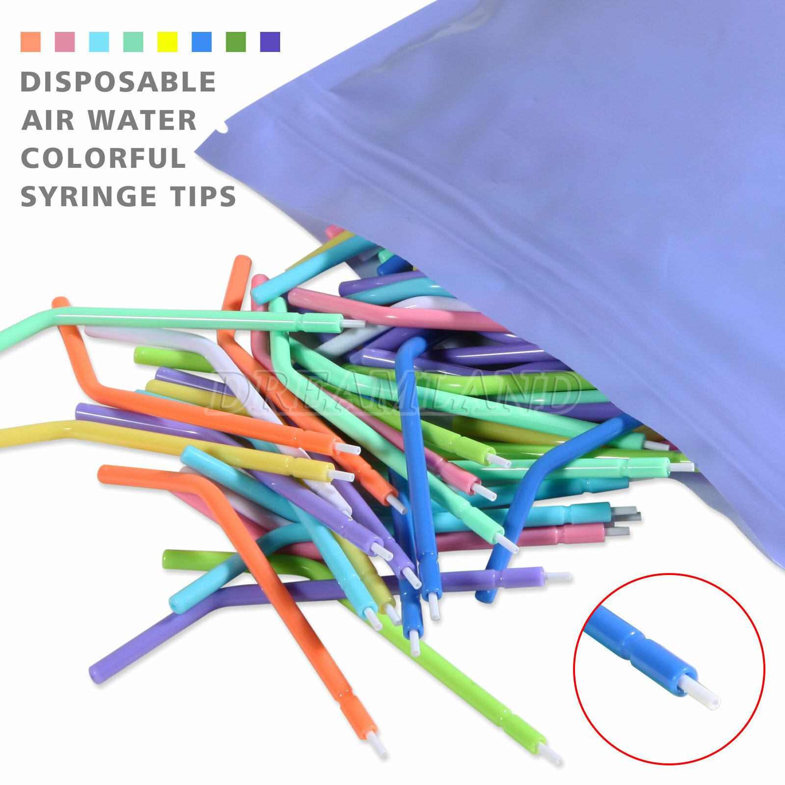 250pcs Dent disposable Tips Nozzles Tubes for 3-Way Air Water Triple Syringe