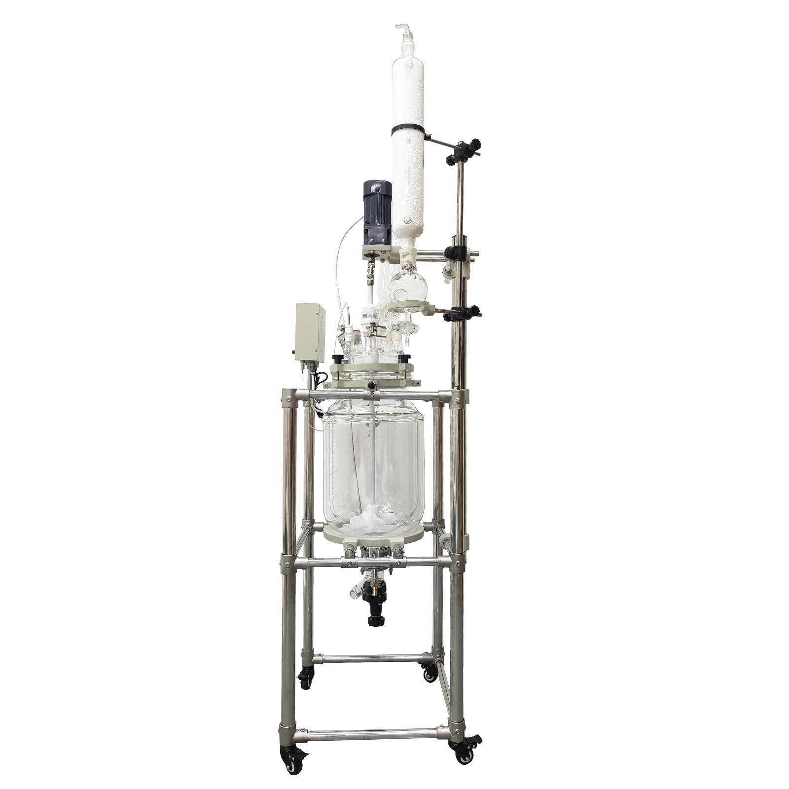 110V Jacketed Glass Reaction Vessel Professional Lab 20L Jacketed Glass Reactor