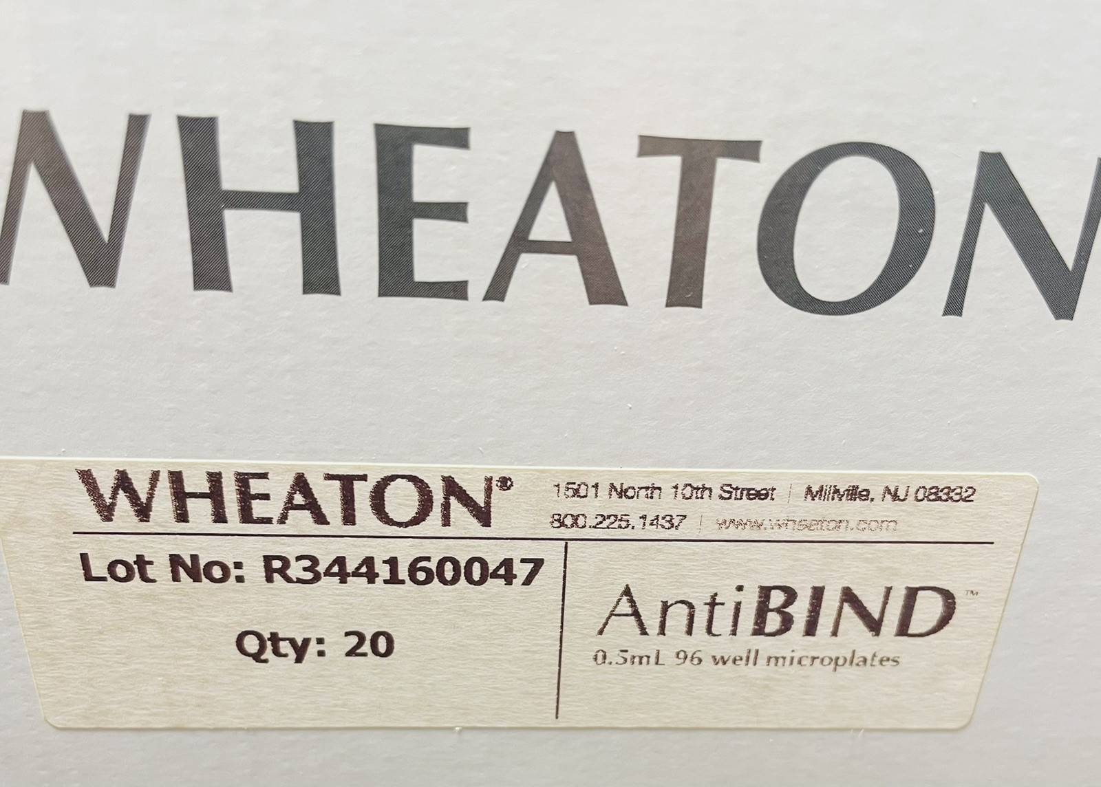 Wheaton AntiBIND 96 Well Microplates 0.5mL V-Bottom Case of 20 R344160047 New