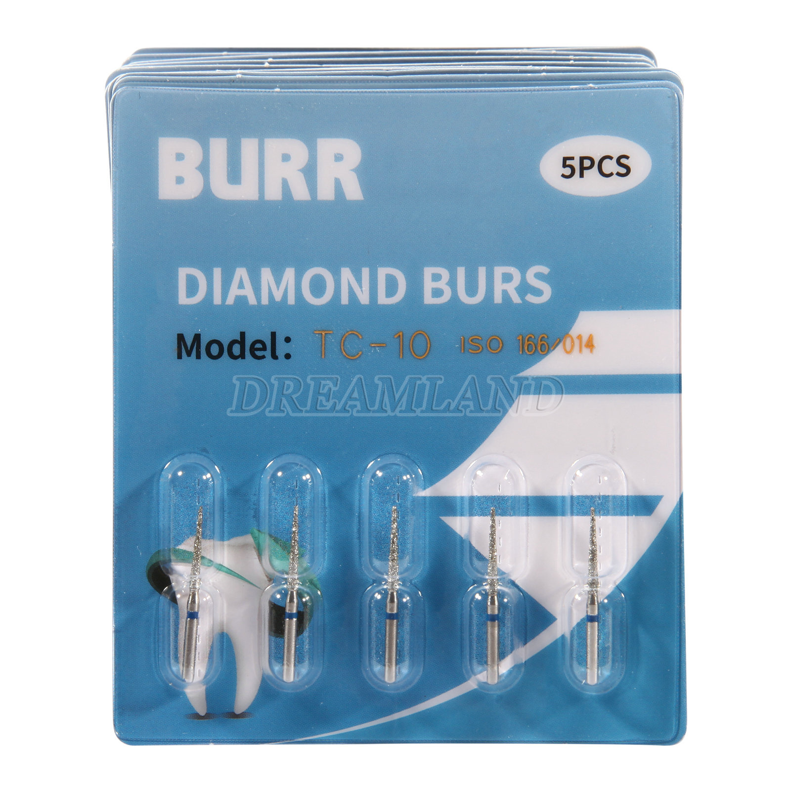 100 PCS TC-10 859-012 Taper Conical End Blue Medium Grit FG Sale Diamond Burs