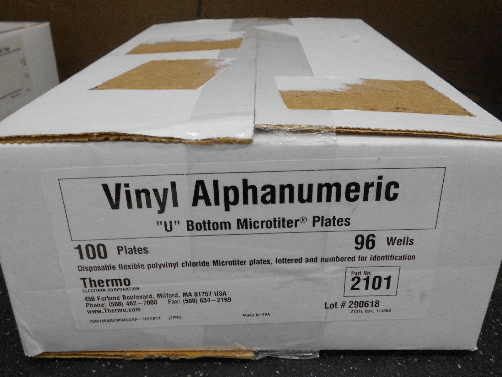 THERMO 2101 U BOTTOM MICROTITER PLATES 96 400µL WELL BOX OF 100