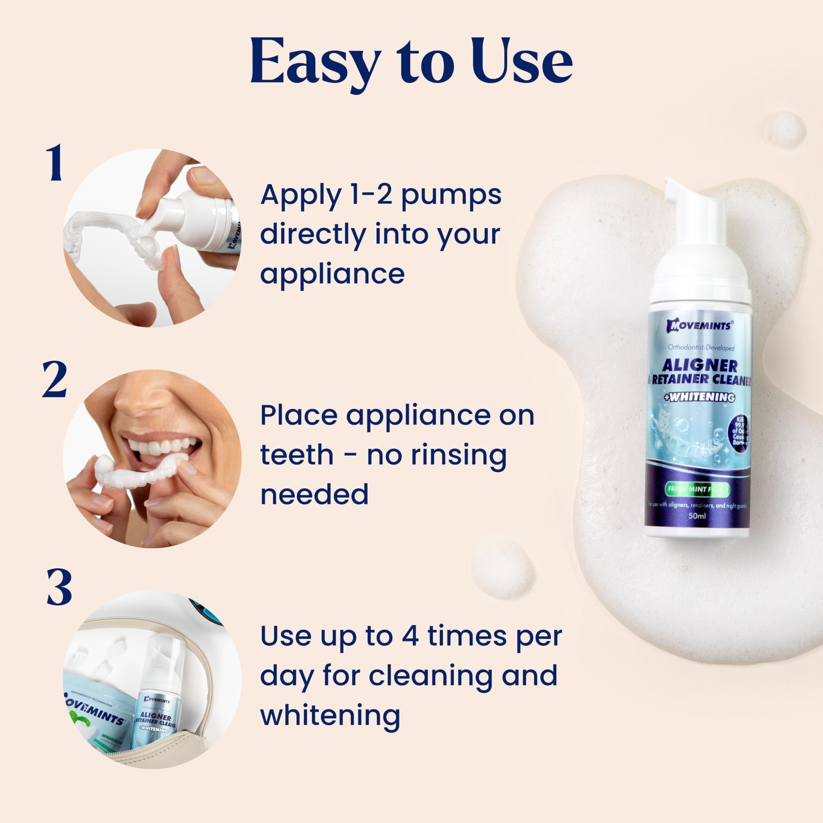 Movemints Aligner & Retainer Cleaning Foam + Whitening – OrthodontistDevelope…