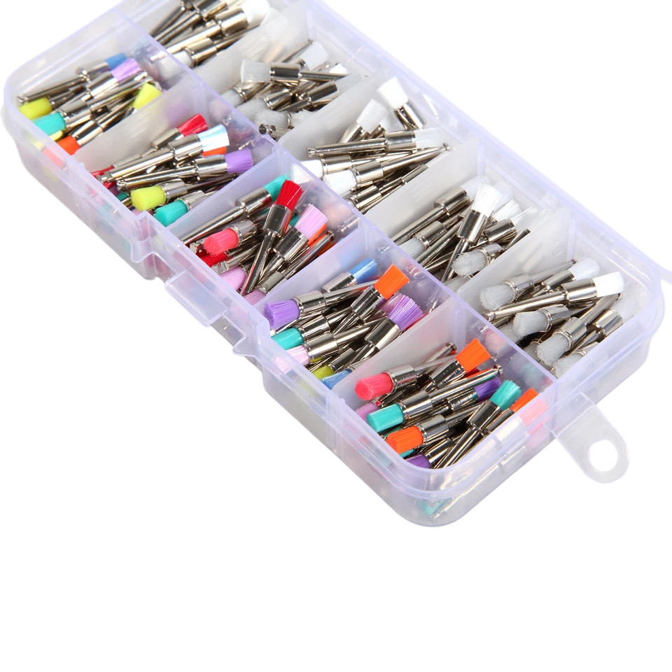 200pcs Mixed Dental latch type prophy polishing brush flat tapered Brushes types