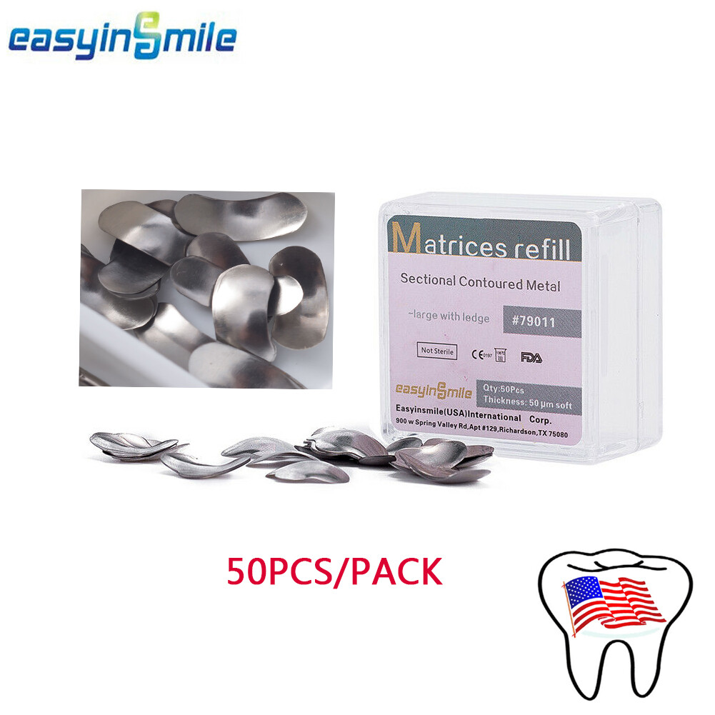Dental Use Sectional Contoured Metal Bands Matrices Refill S/M/L 50μm Soft 50Pcs