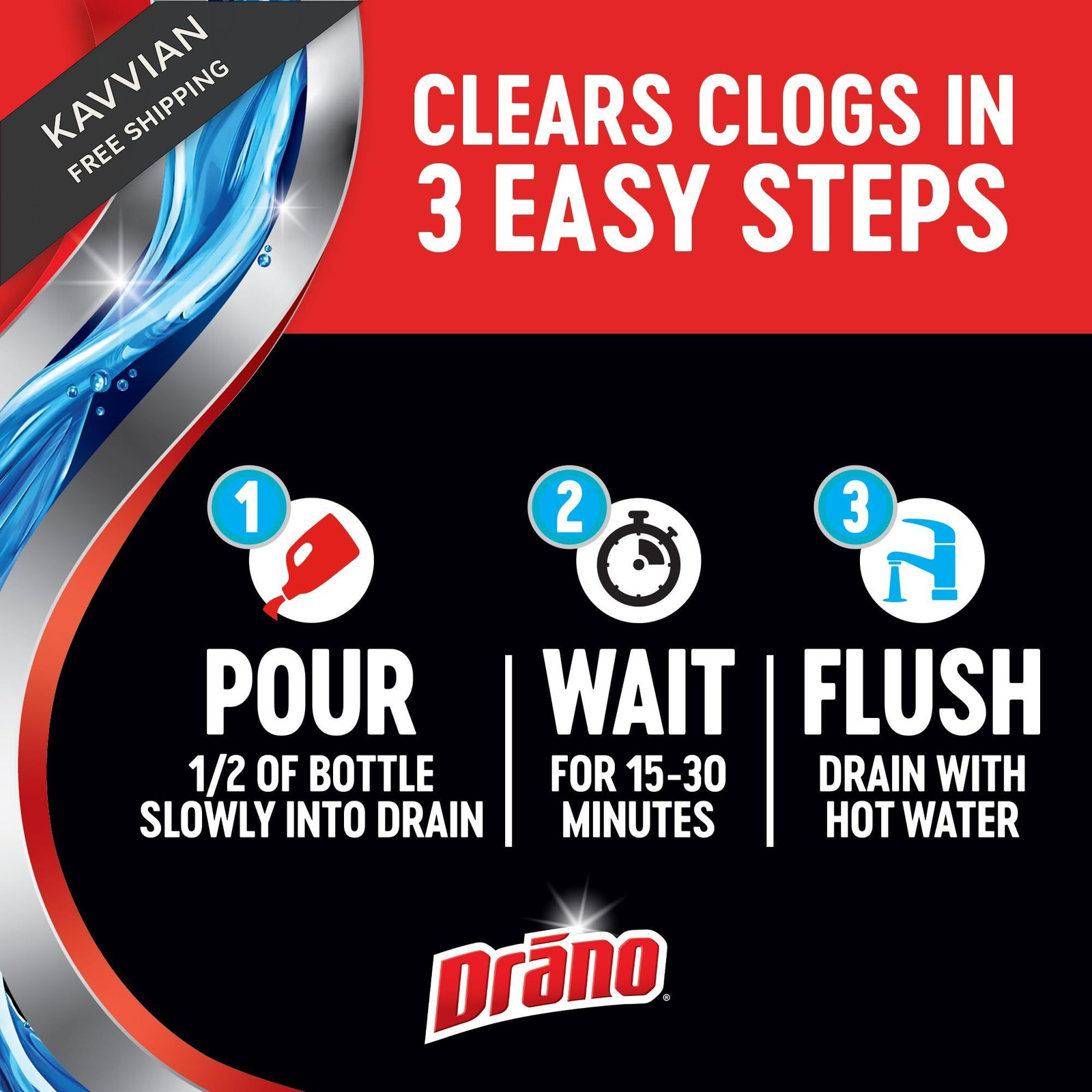 Drano Max Gel Drain Clog Remover & Cleaner, Fast-Acting 32 Fl Oz (Pack of 1)