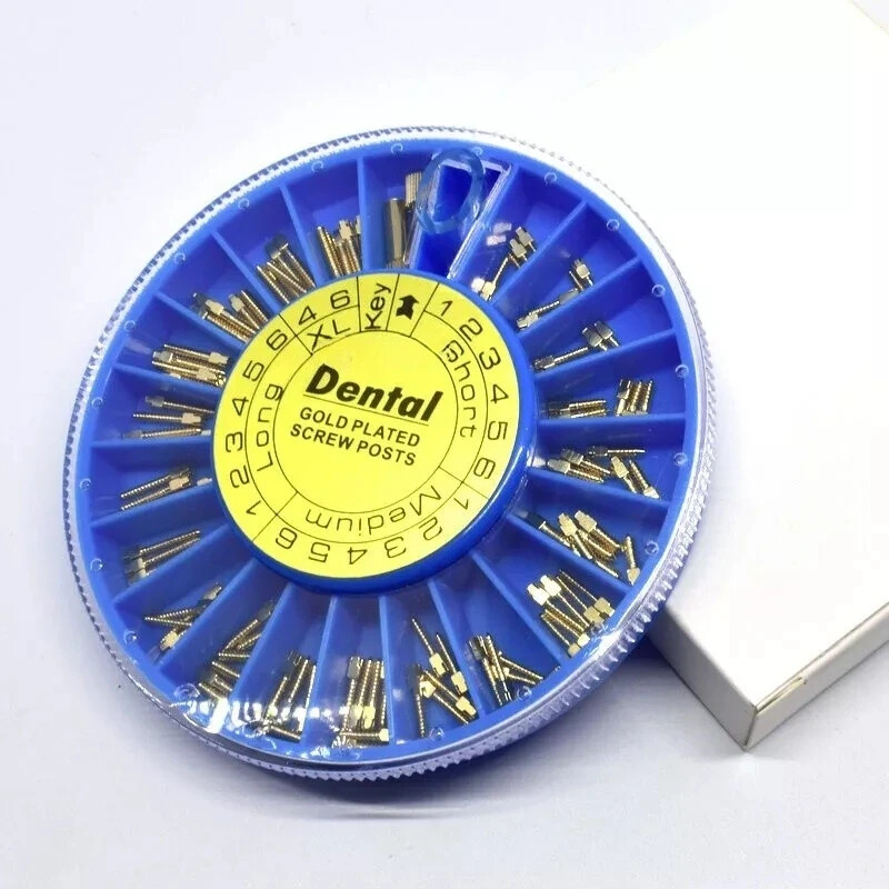 120Pcs Dental Endo Stainless Steel Conical Screw Posts Silver Gold/Fiber Posts