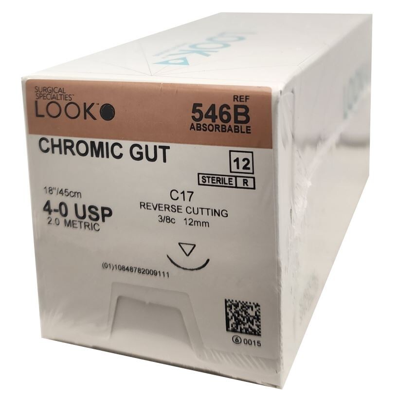 *12-Pieces* Look Chromic Gut 18″ C17 Reverse Cutting Absorbable 546B
