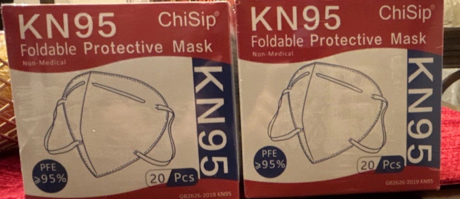 ChiSip KN95 Foldable Protective Face Masks – 2 Packs (20 Each) | 40 Total