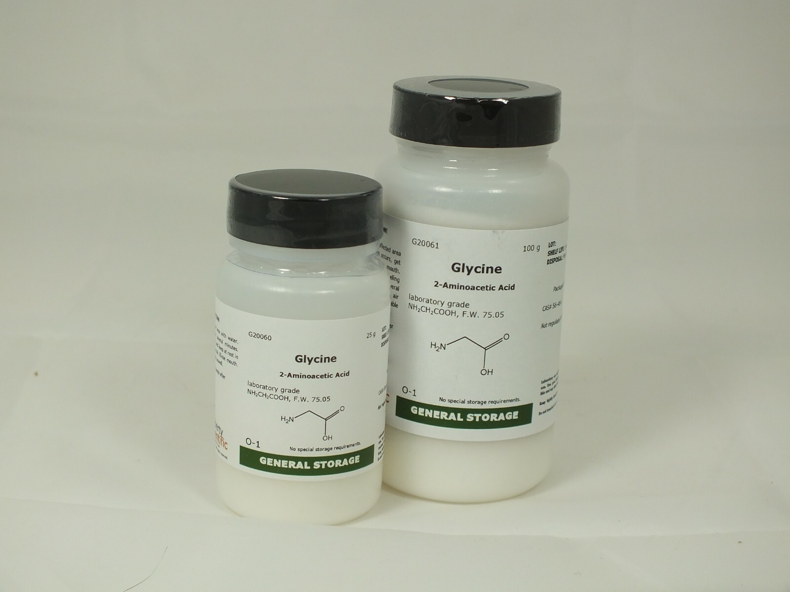 Glycine, laboratory grade, 25-100 grams