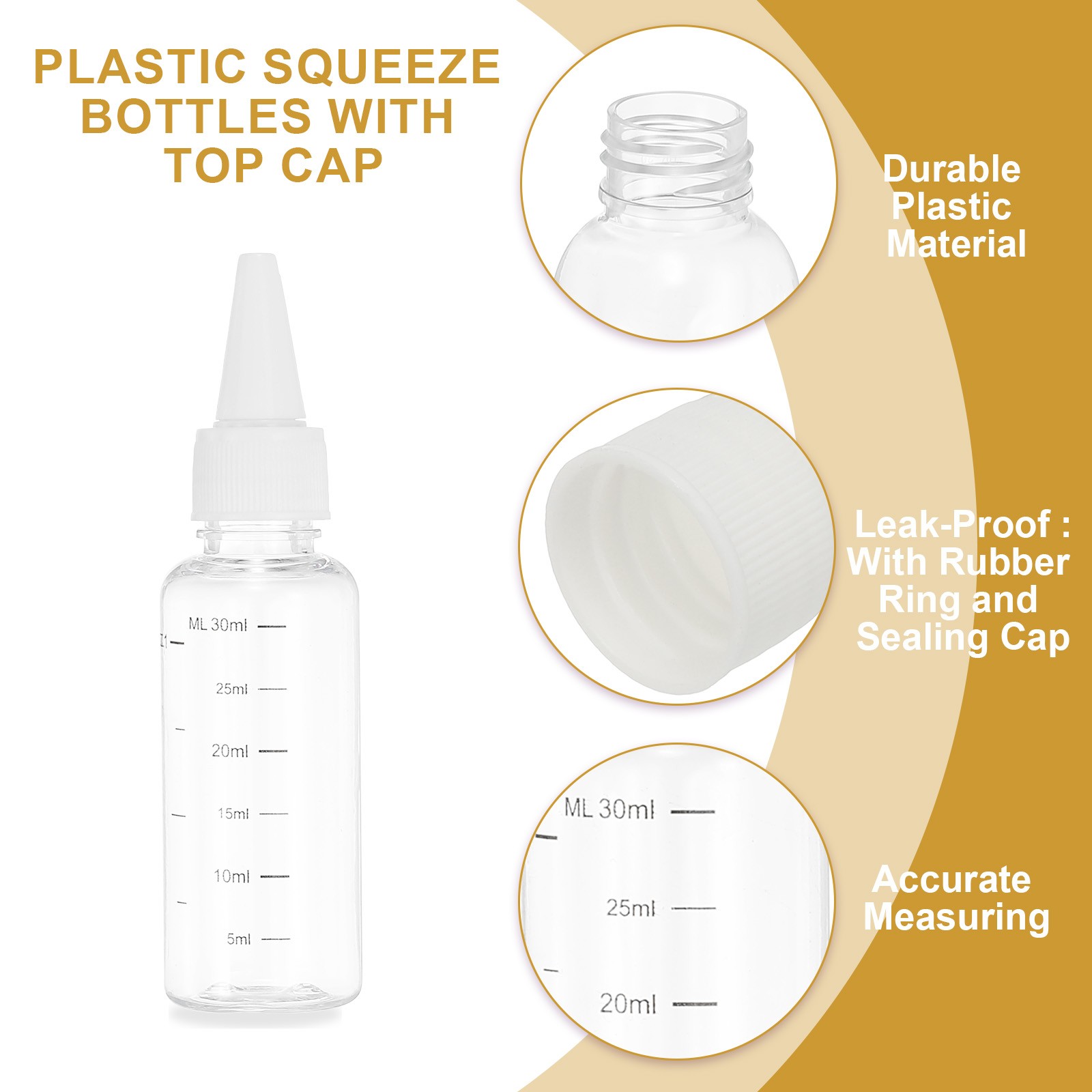 30ml/1OZ Plastic Squeeze Bottles with Cap, 8 Pcs Dispensing Bottle, Transparent